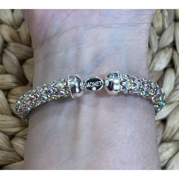 Vintage Monet Aura Borealis Rhinestone Crystal Stretch Bracelet 360 Regency - Picture 4 of 7